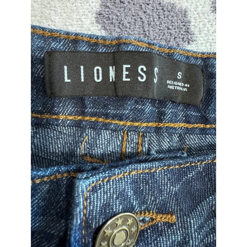 Lioness Top Model Jeans Indigo Plaid Wide‎ Leg High Waisted Denim Pants Small